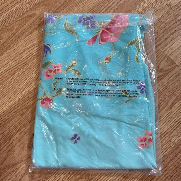 NWT Sawyer Creek Border Print Lounger Blue Flowers Size 1X - Picture 5 of 5